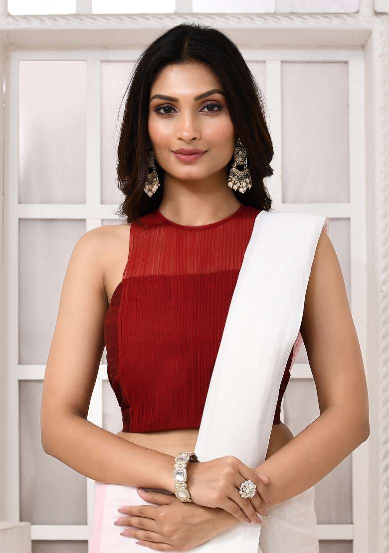 Maroon Designer Silk Blouse - Indya