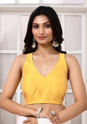 Yellow Designer Silk Blouse