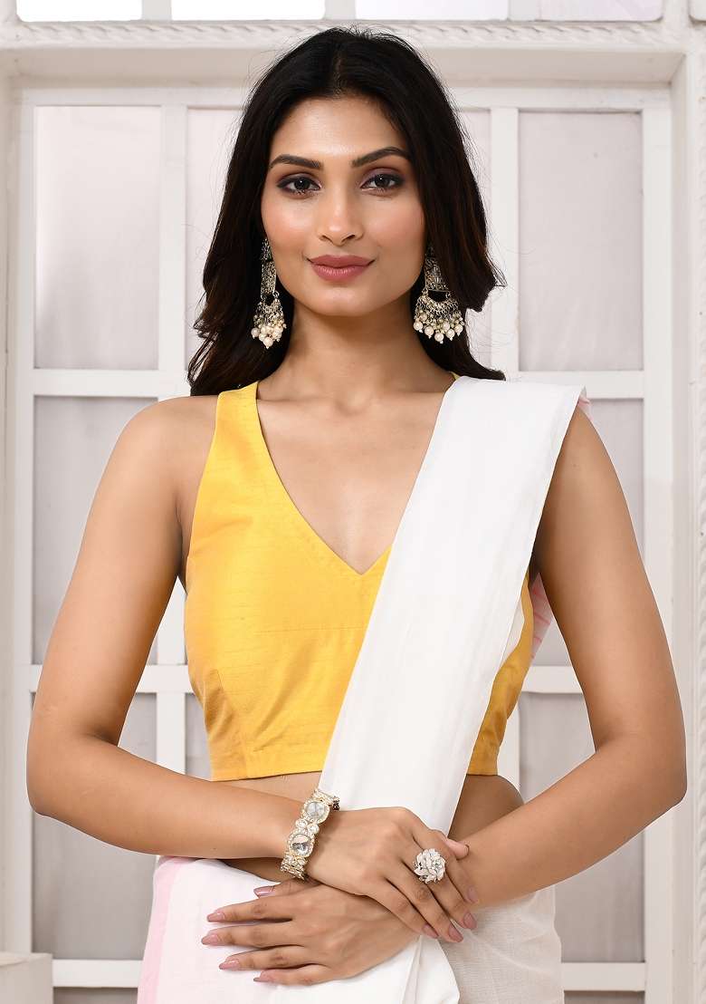 Yellow Designer Silk Blouse - Indya