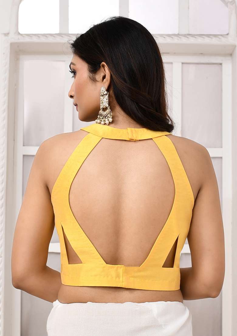 Yellow Designer Silk Blouse - Indya