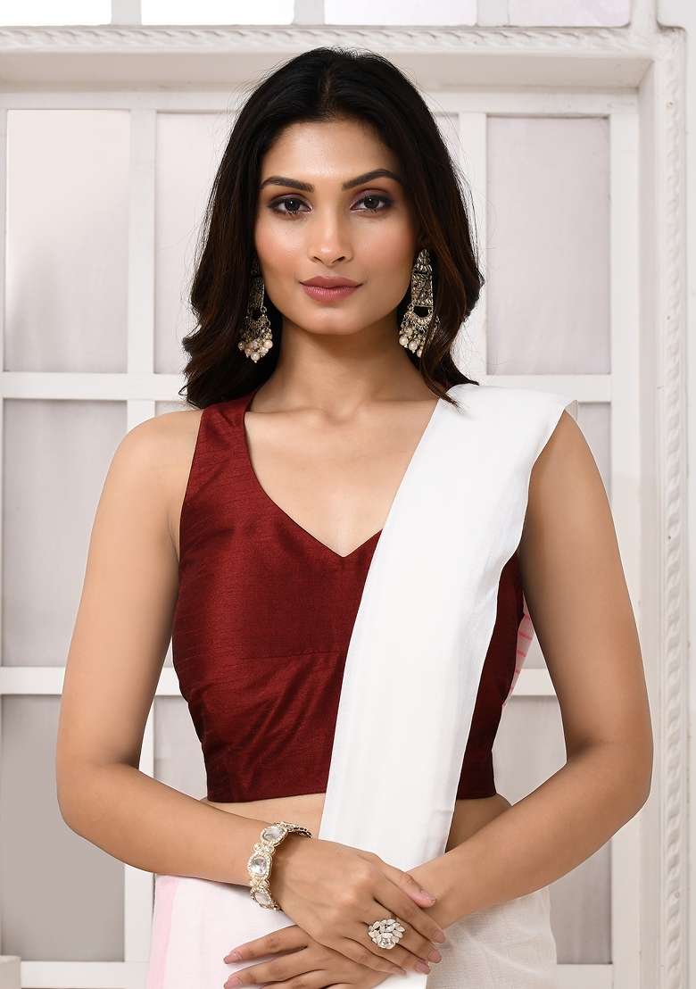 Maroon Designer Silk Blouse - Indya