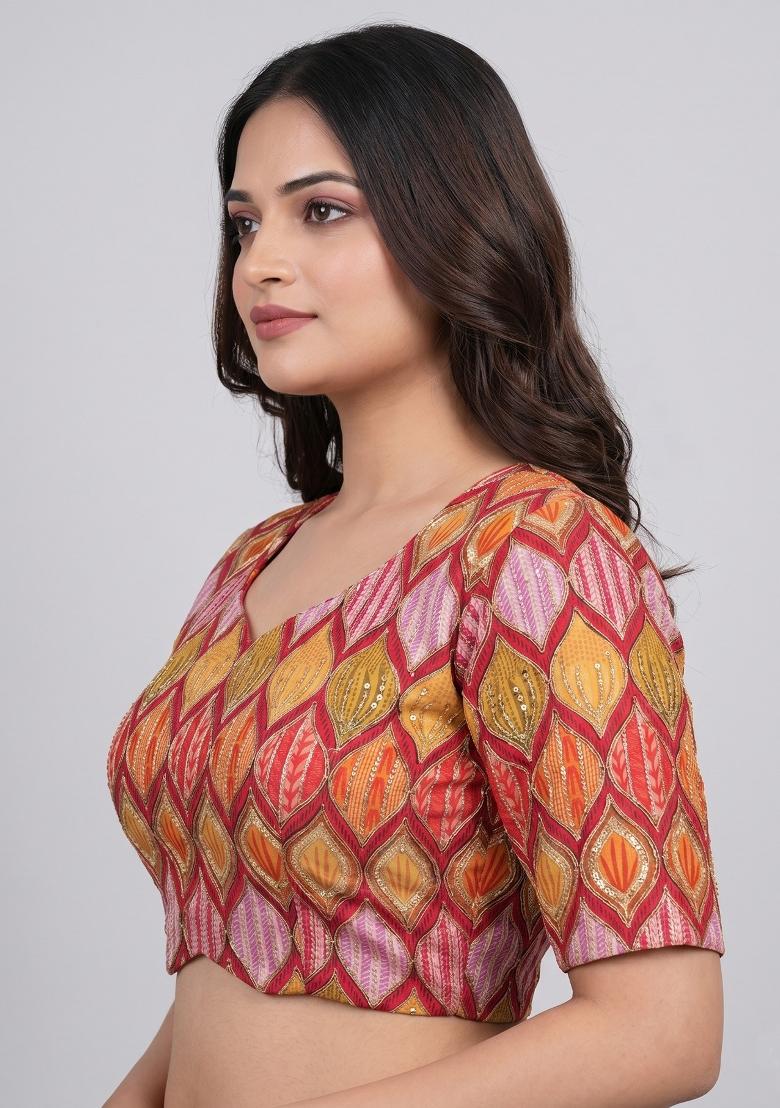 Multicolor Printed Viscose Blouse - Indya