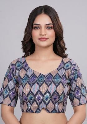Blue Printed Viscose Blouse