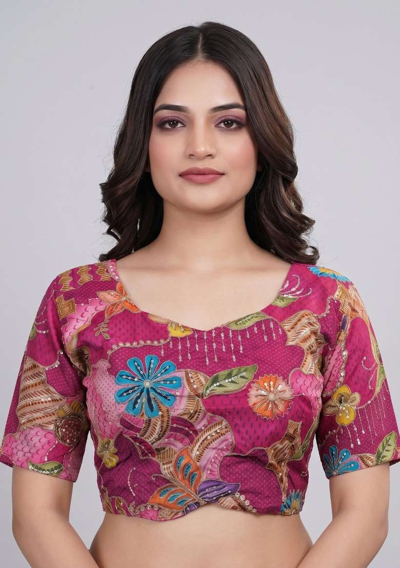 Pink Printed Viscose Blouse - Indya