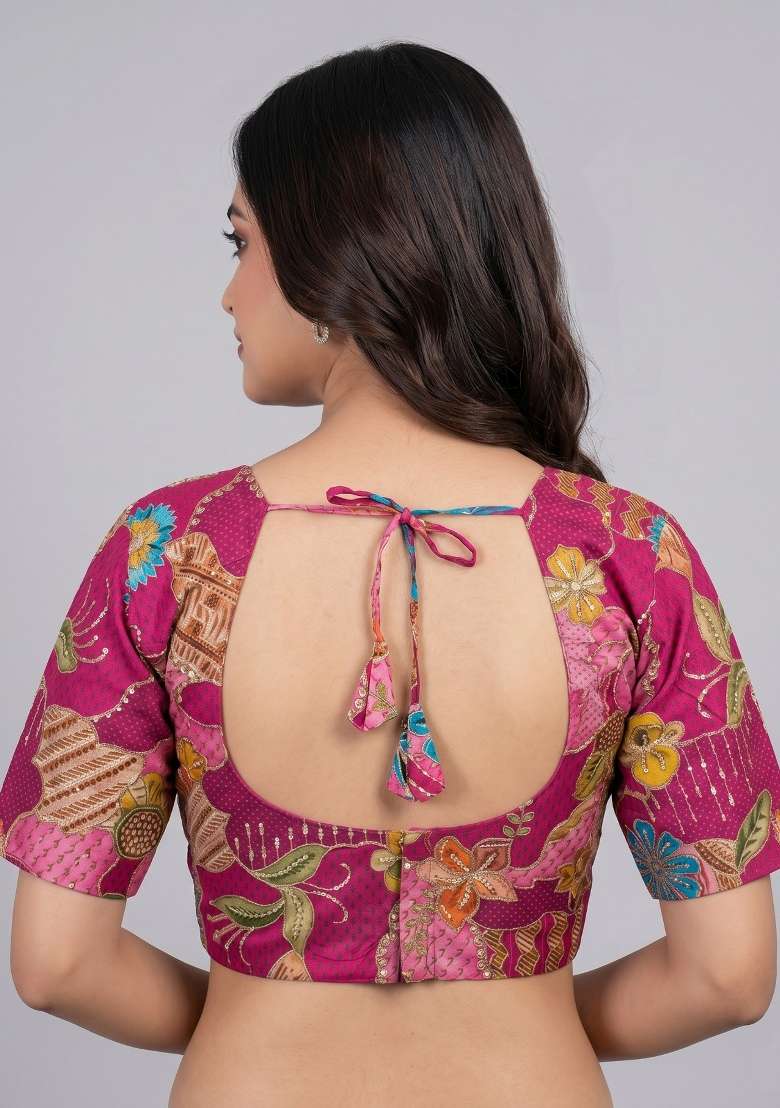 Pink Printed Viscose Blouse - Indya