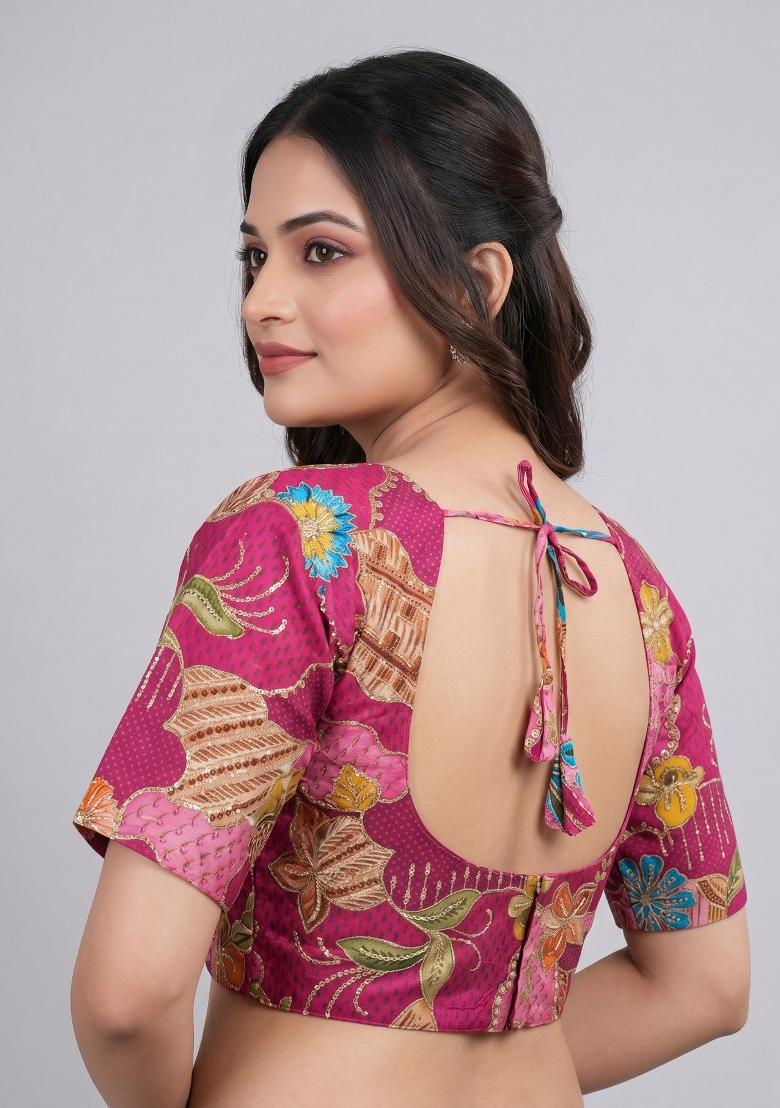 Pink Printed Viscose Blouse - Indya
