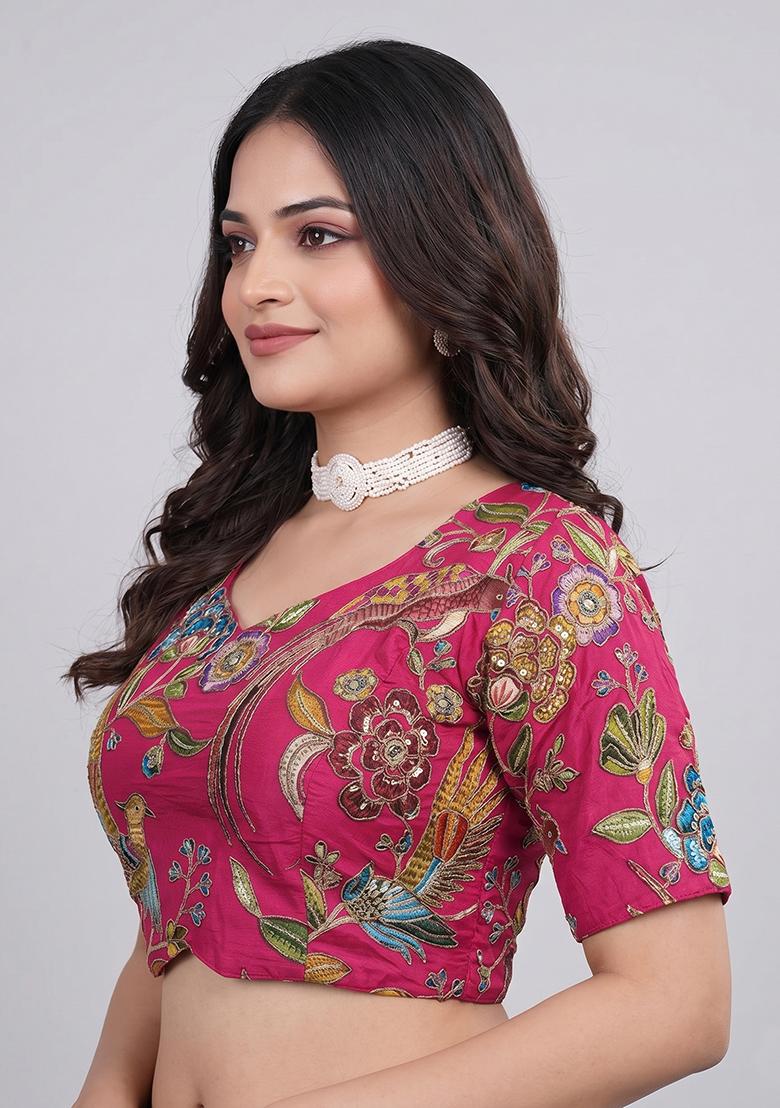 Pink Printed Viscose Blouse - Indya