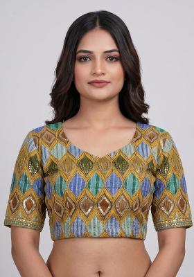 Mustard Printed Viscose Blouse