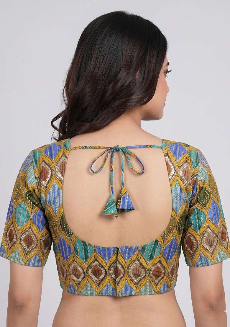 Mustard Printed Viscose Blouse - Indya