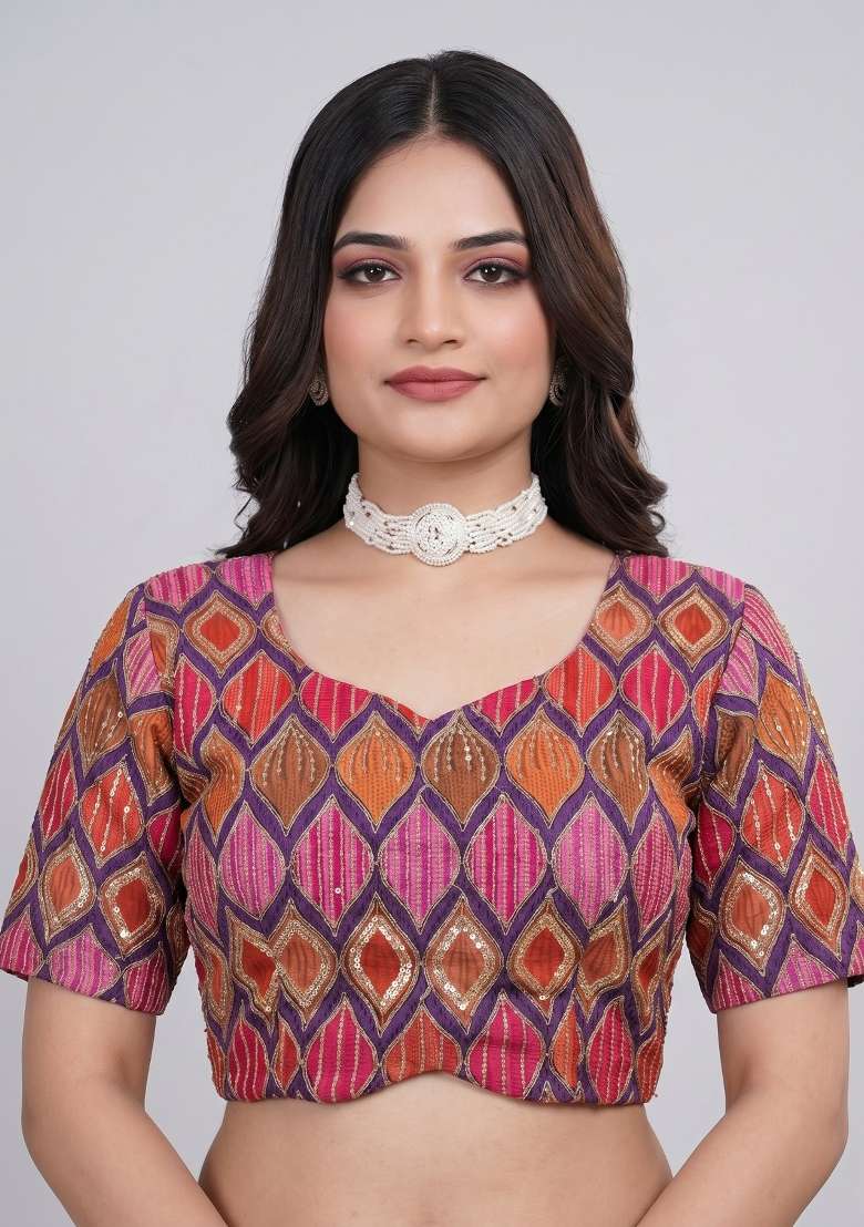Pink Printed Viscose Blouse - Indya