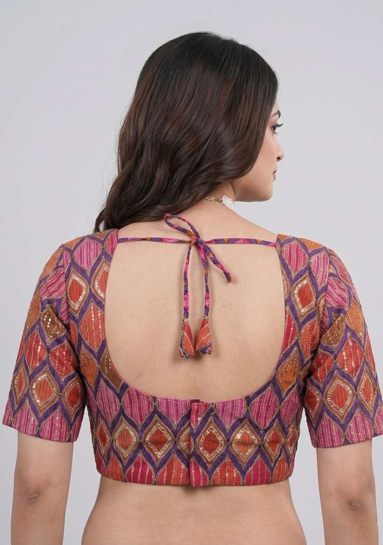Pink Printed Viscose Blouse - Indya