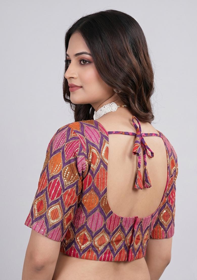 Pink Printed Viscose Blouse - Indya
