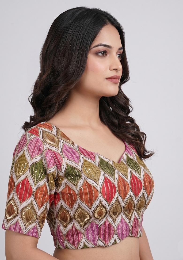 Multicolor Printed Viscose Blouse - Indya