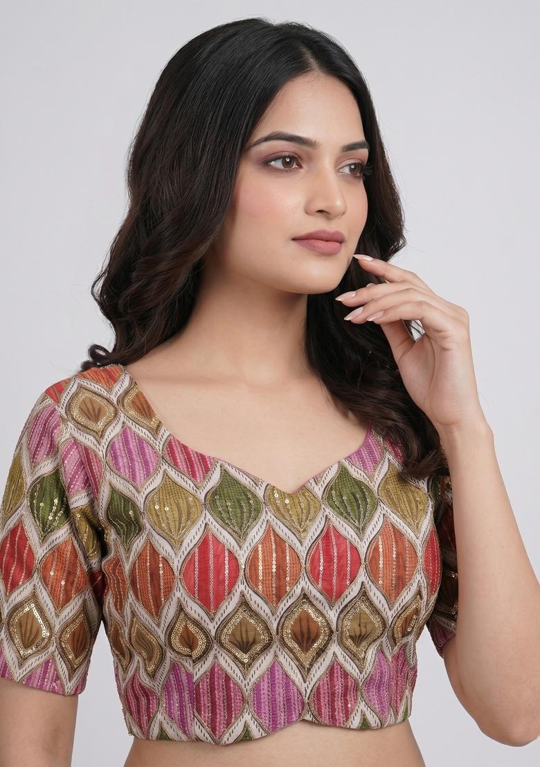 Multicolor Printed Viscose Blouse - Indya