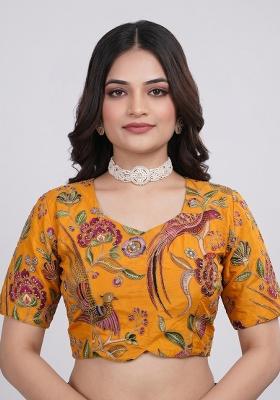 Mustard Printed Viscose Blouse