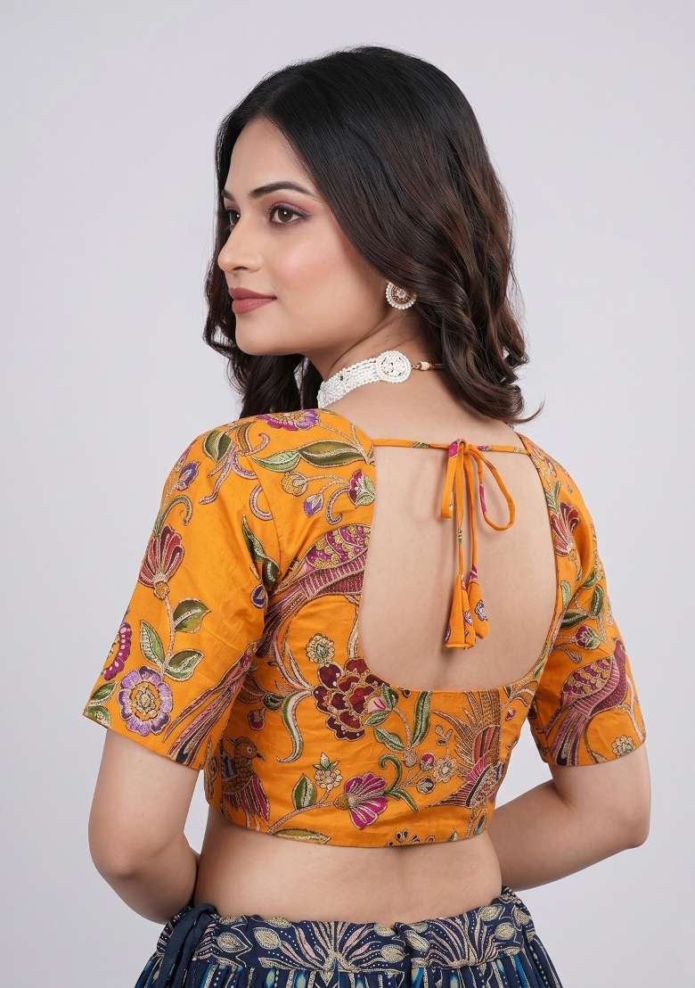 Mustard Printed Viscose Blouse - Indya