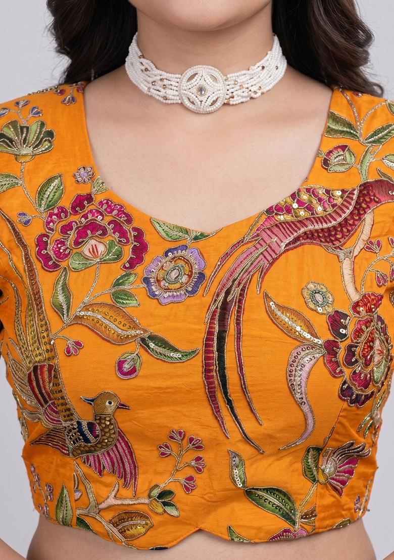 Mustard Printed Viscose Blouse - Indya