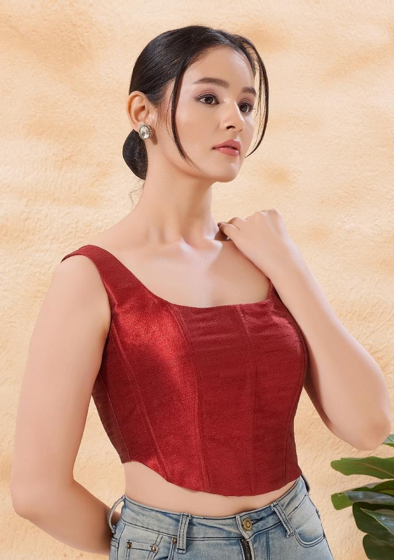 Maroon Silk Blouse - Indya