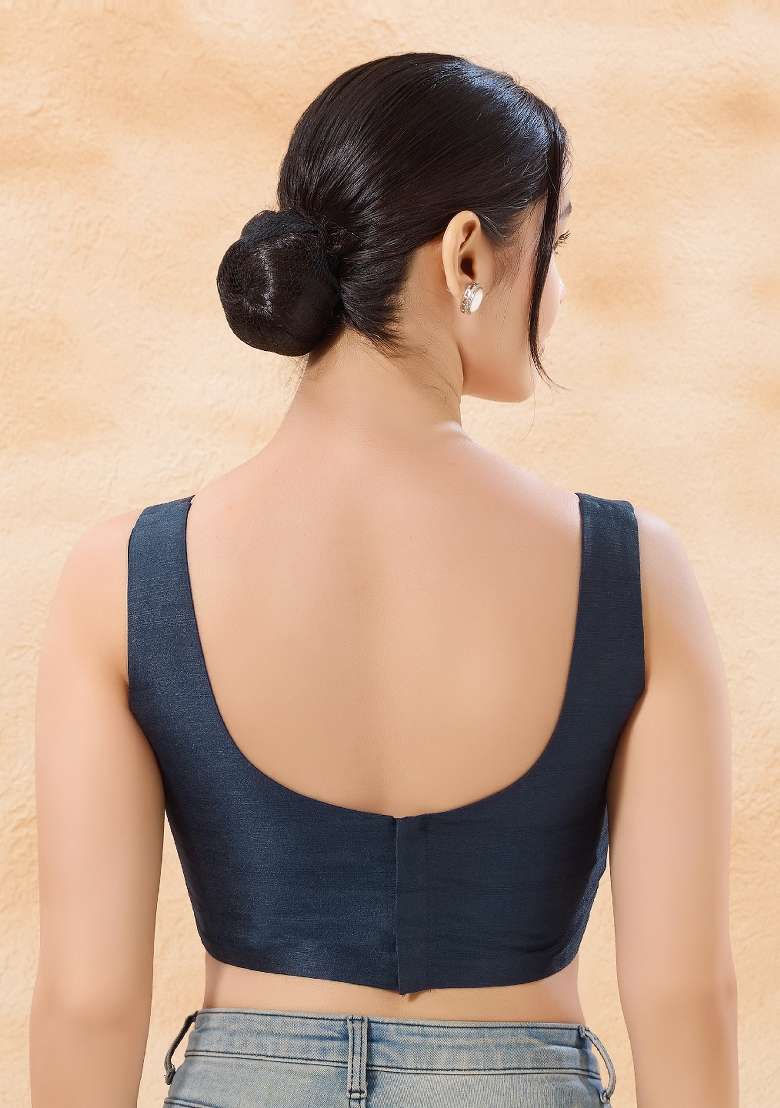 Nevy Blue Silk Blouse - Indya