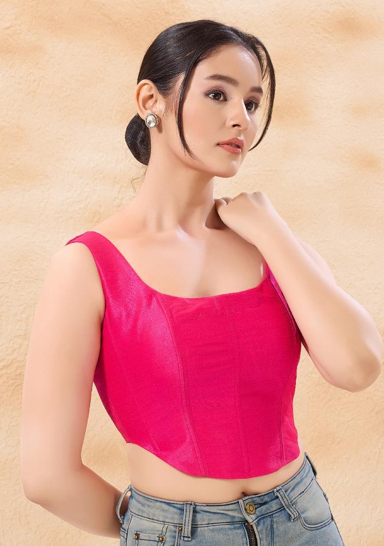 Rani Pink Silk Blouse - Indya
