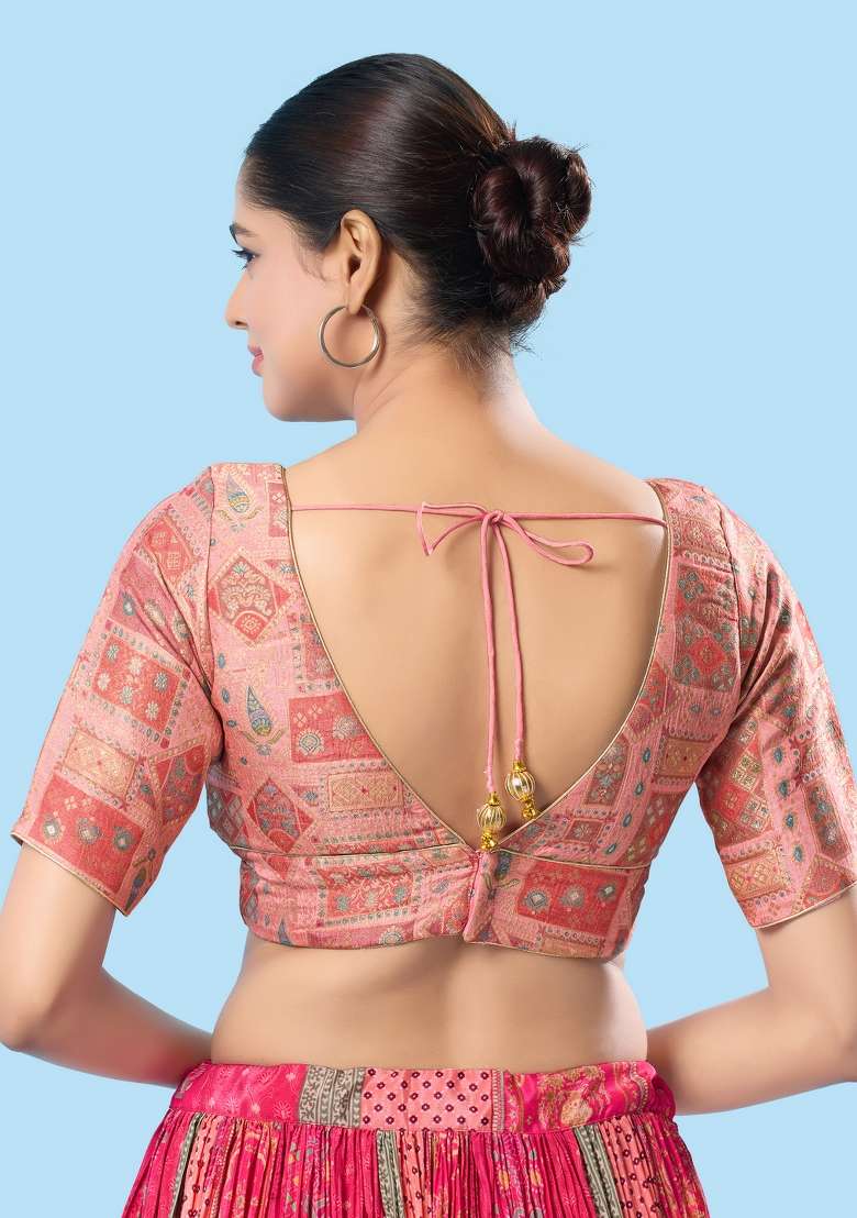 Baby Pink Brocade Blouse - Indya