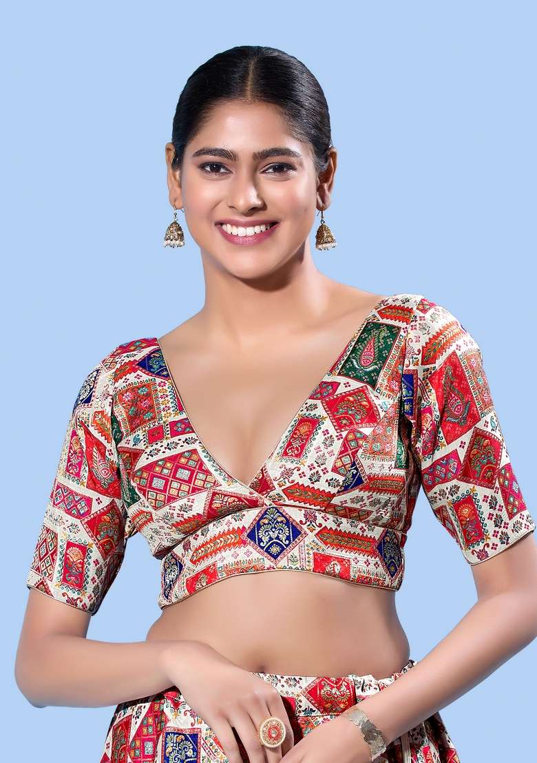 White Brocade Blouse - Indya