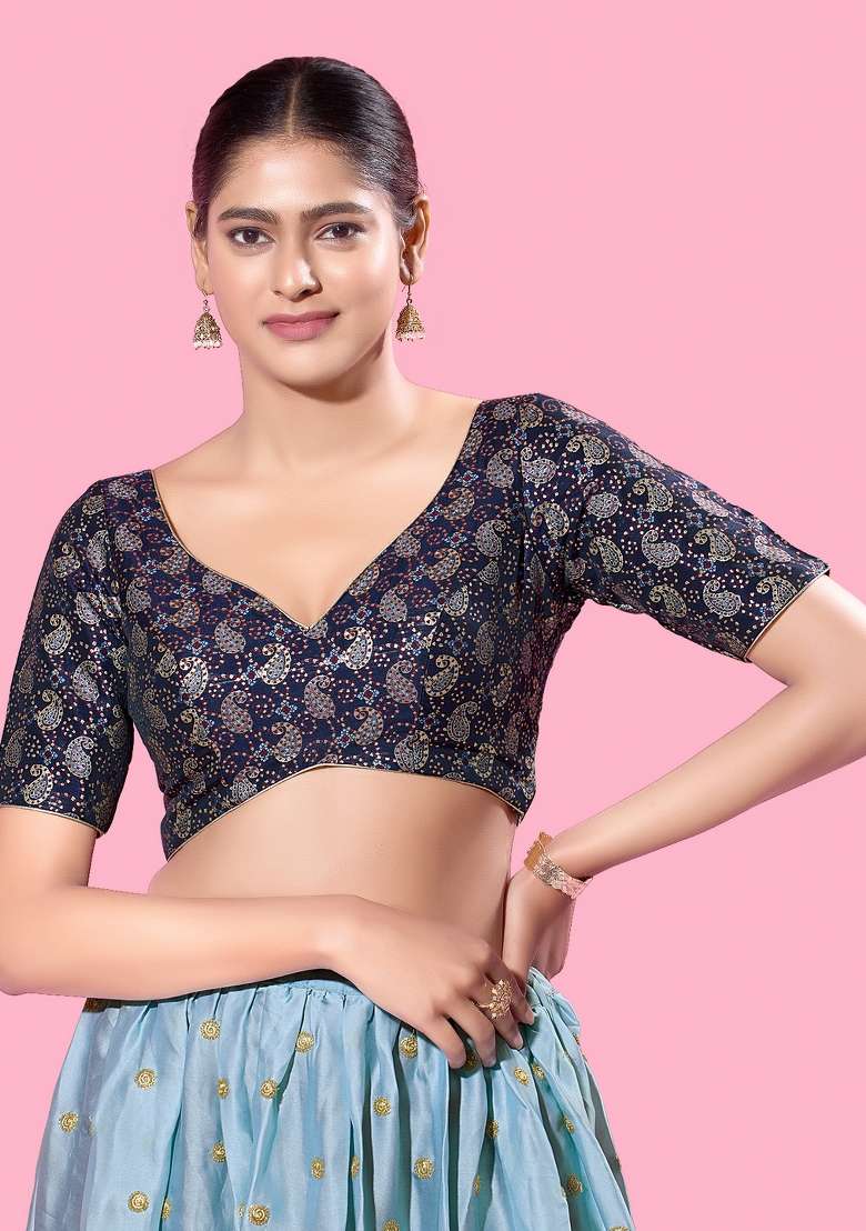 Nevy Blue Silk Blouse - Indya