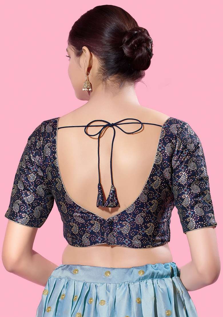 Nevy Blue Silk Blouse - Indya