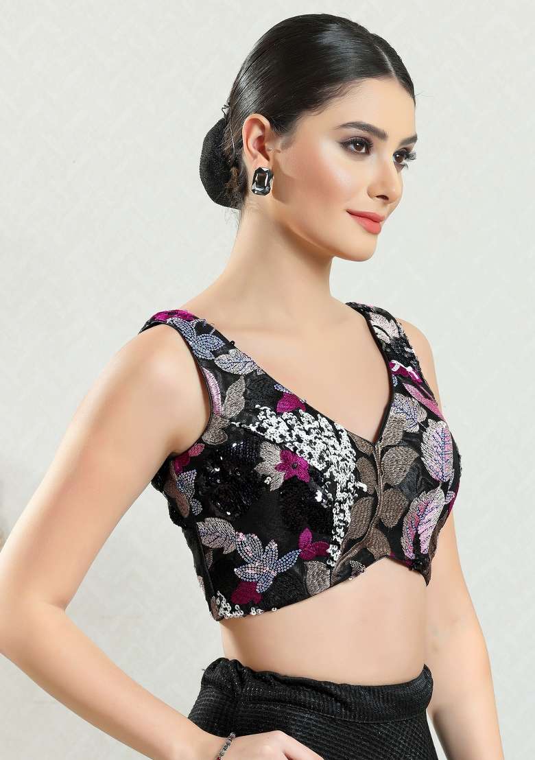 Black Net Blouse - Indya