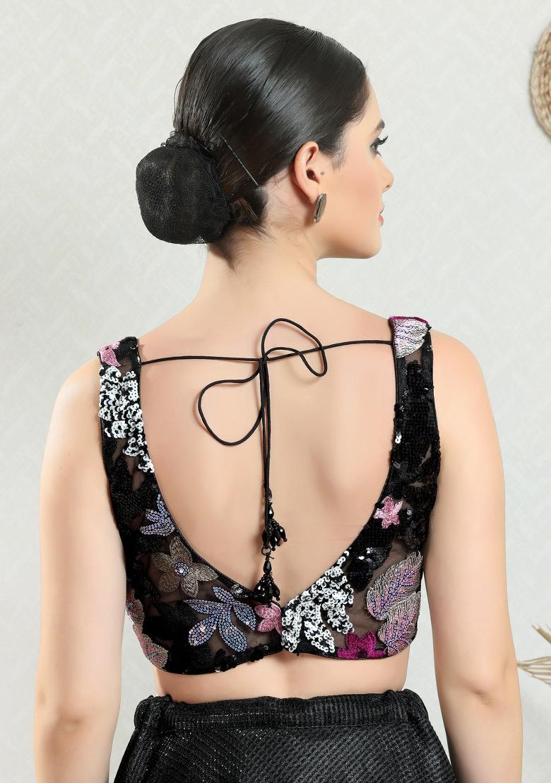 Black Net Blouse - Indya