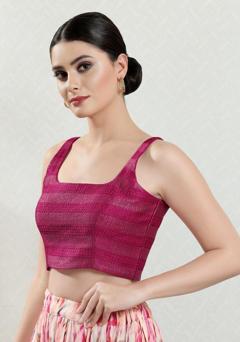 Magenta Brocade Blouse - Indya