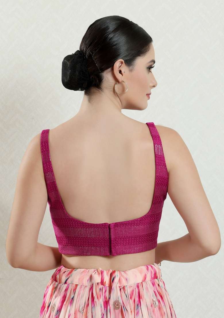 Magenta Brocade Blouse - Indya