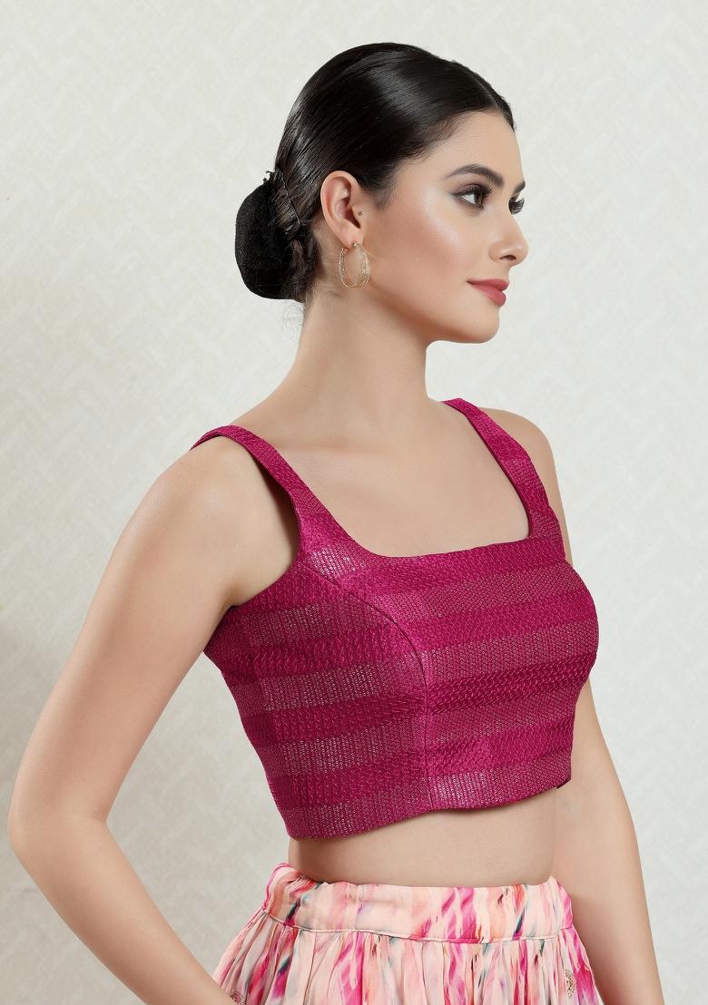 Magenta Brocade Blouse - Indya