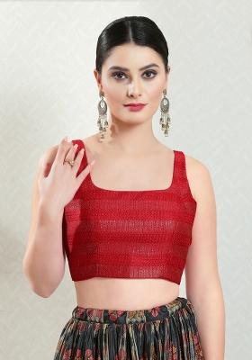 Red Brocade Blouse
