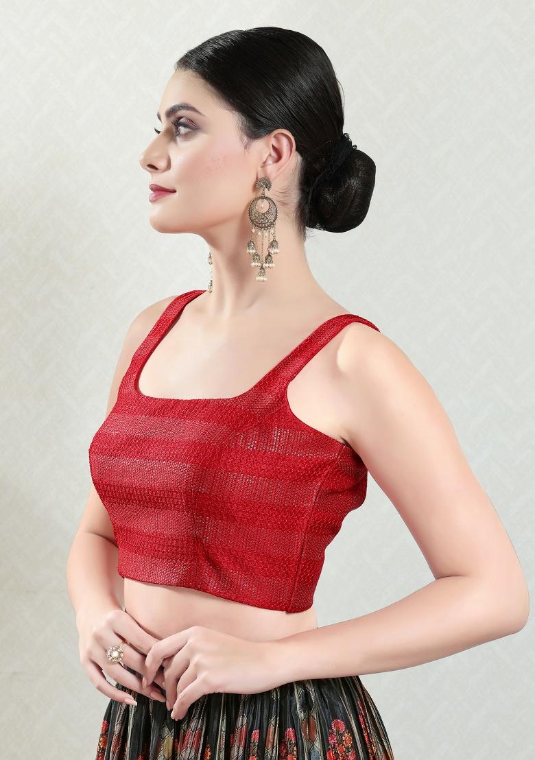Red Brocade Blouse - Indya