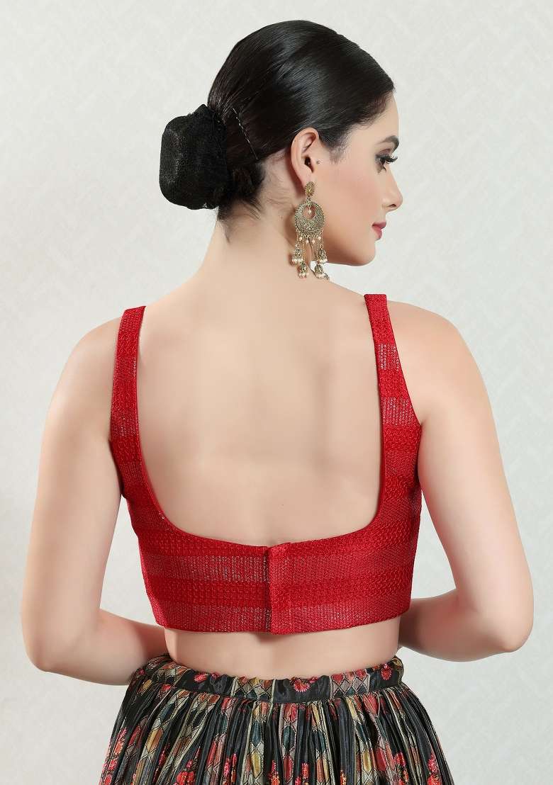 Red Brocade Blouse - Indya