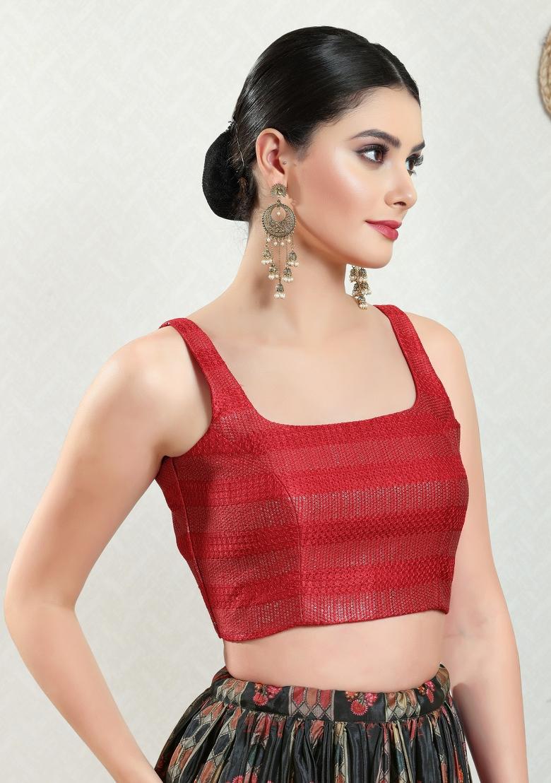 Red Brocade Blouse - Indya