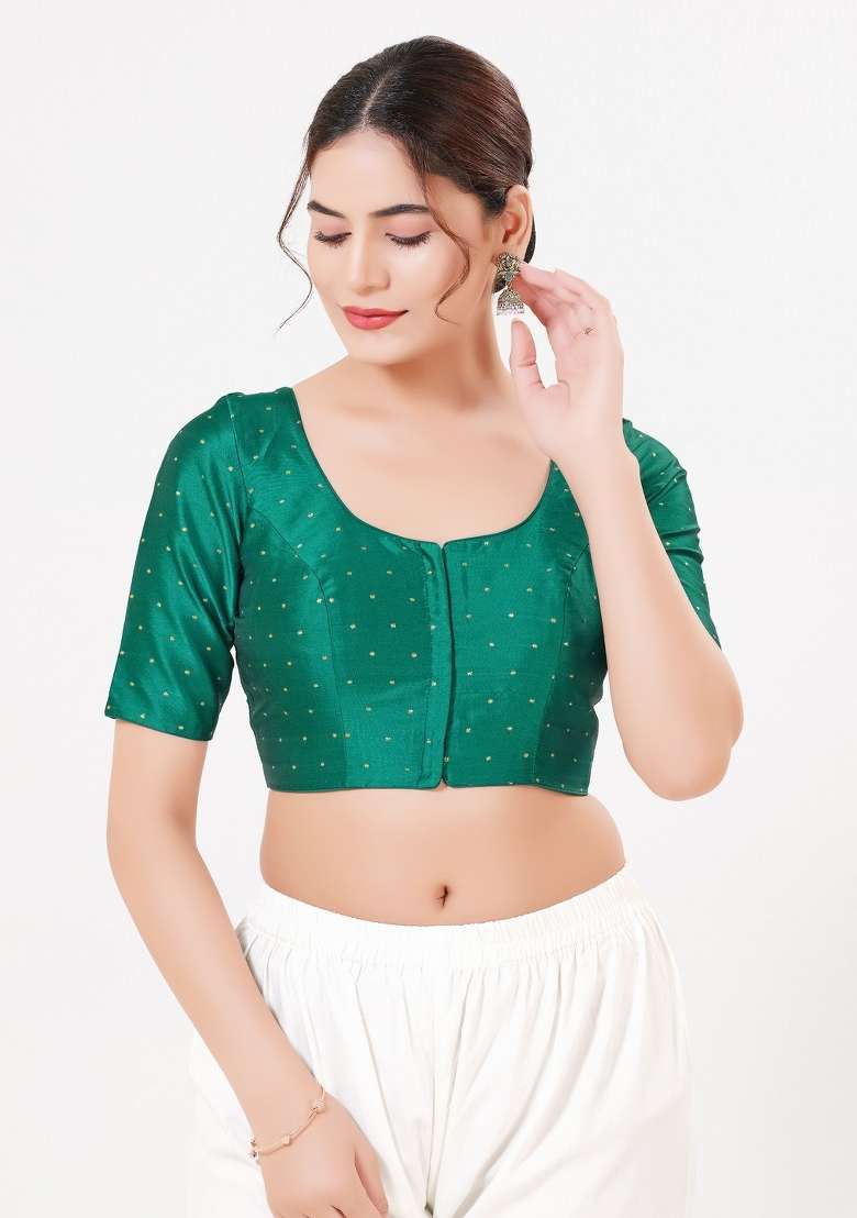 Rama Green Silk Blouse - Indya