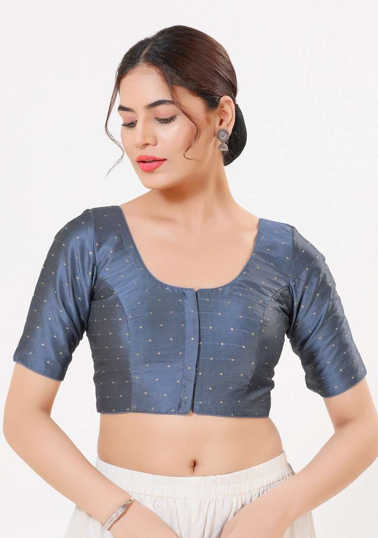 Dark Grey Silk Blouse - Indya