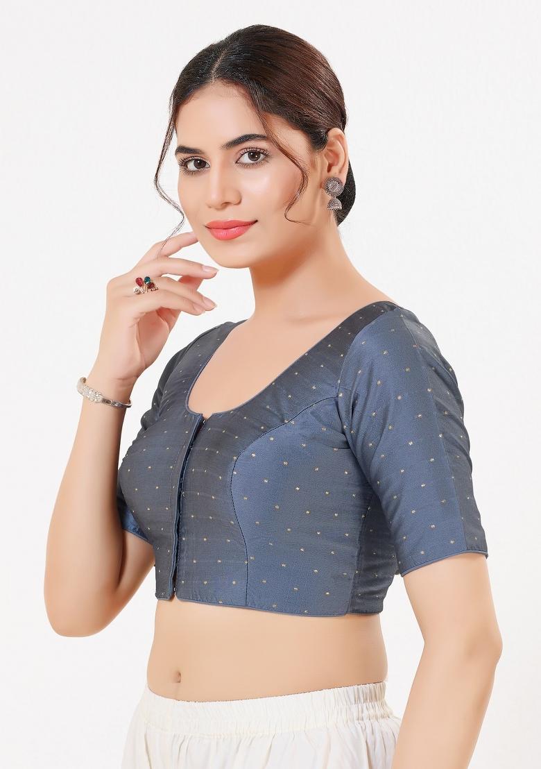 Dark Grey Silk Blouse - Indya
