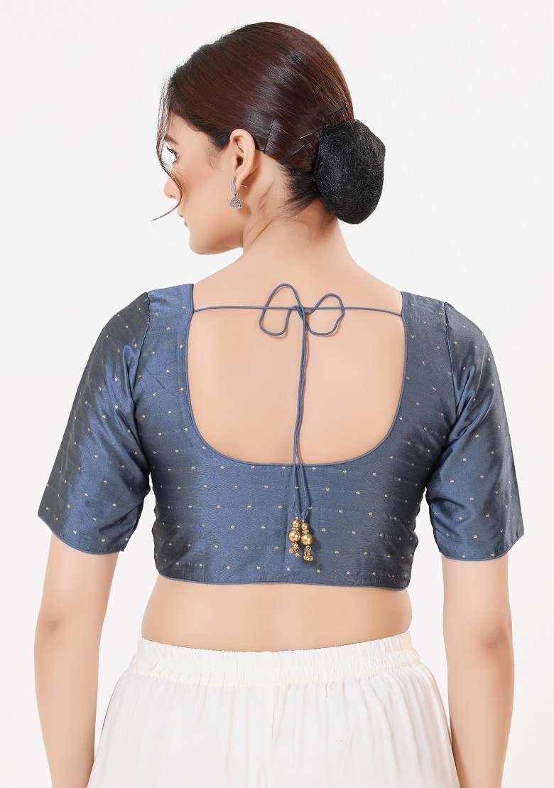 Dark Grey Silk Blouse - Indya