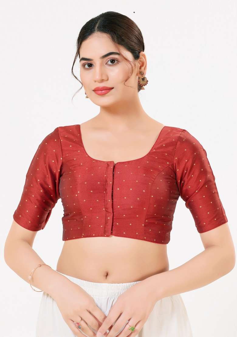 Dark Red Silk Blouse - Indya