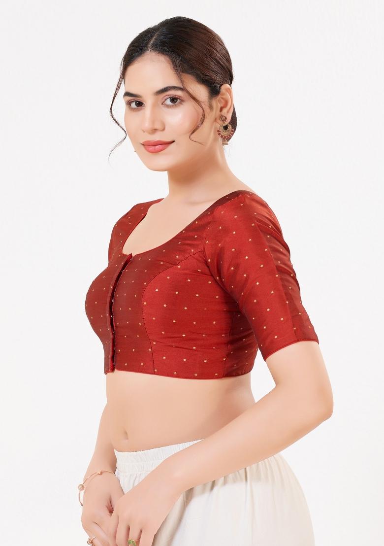 Dark Red Silk Blouse - Indya