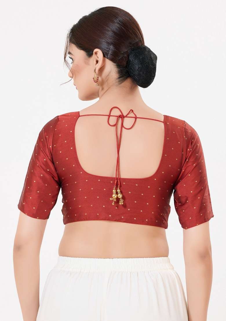 Dark Red Silk Blouse - Indya