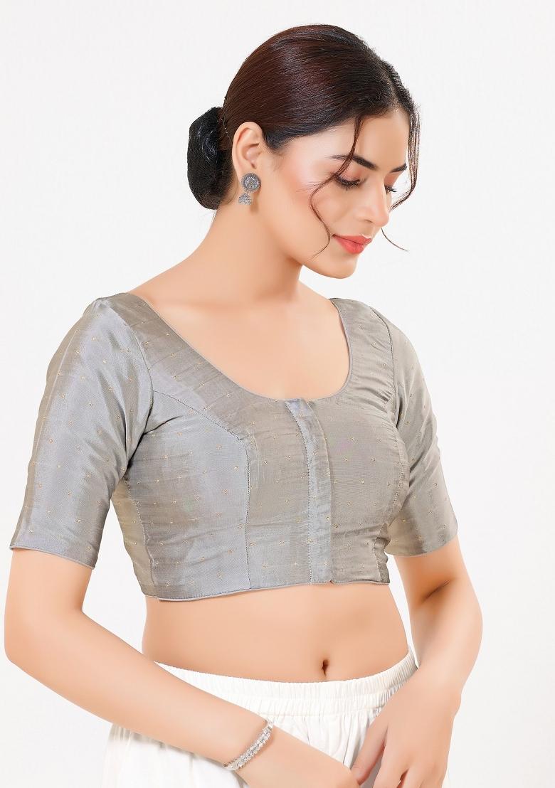 Grey Silk Blouse - Indya