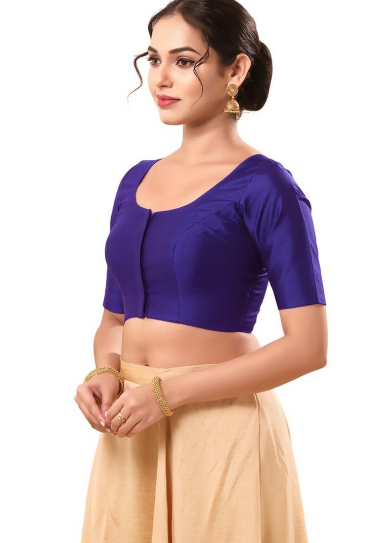 Dark Brinjal Brocade Blouse - Indya