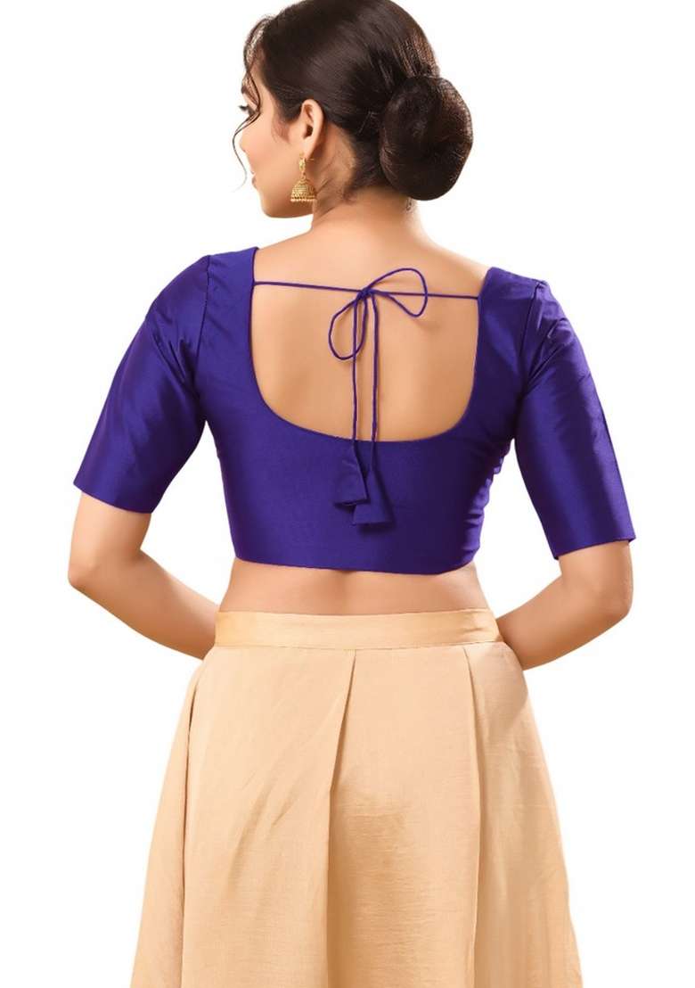 Dark Brinjal Brocade Blouse - Indya