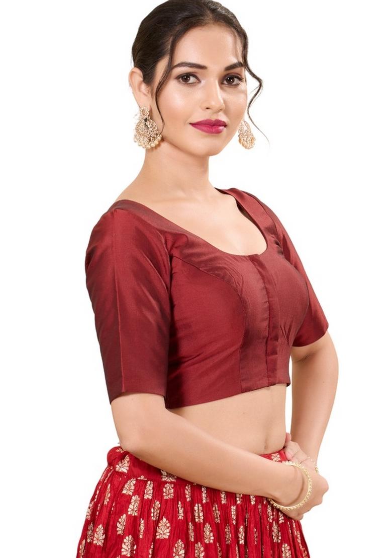 Maroon Brocade Blouse - Indya