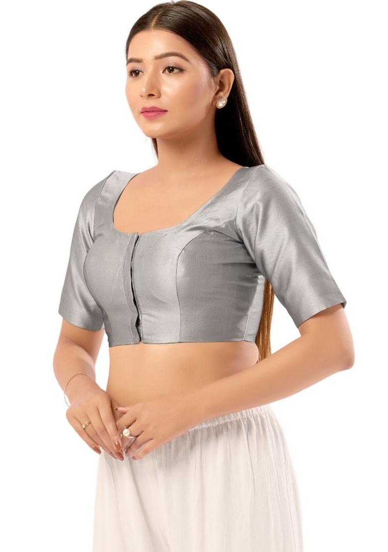 Grey Brocade Blouse - Indya