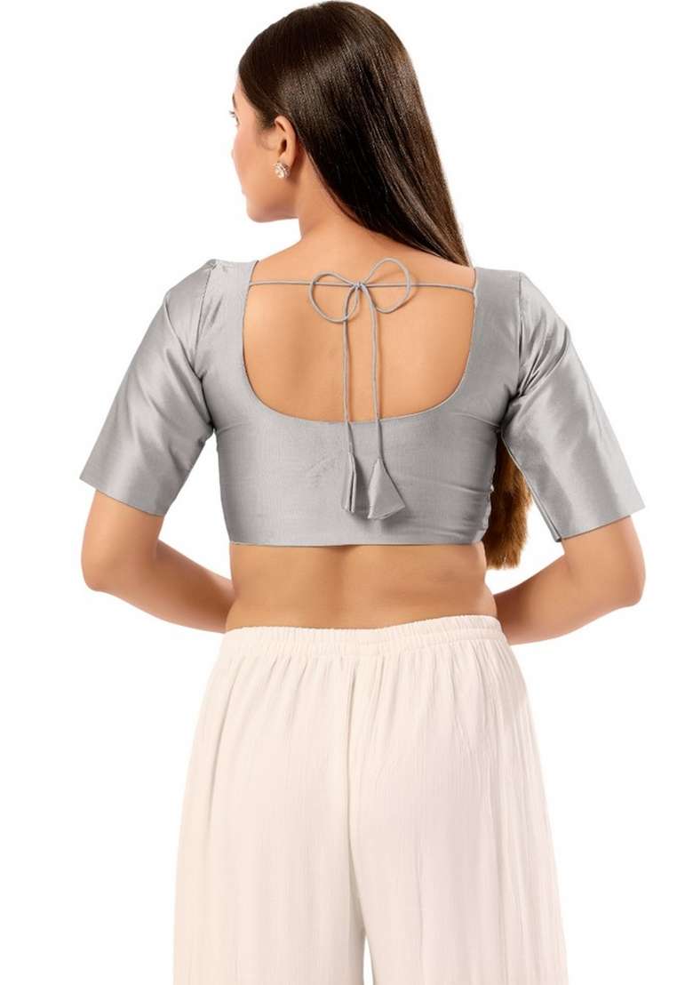 Grey Brocade Blouse - Indya